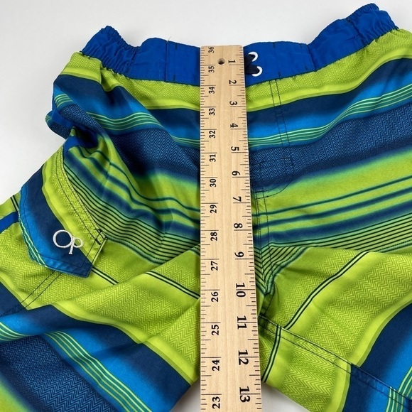 OP Swim Trunks Boys XL 14/16 Blue Green Striped - Picture 5 of 8